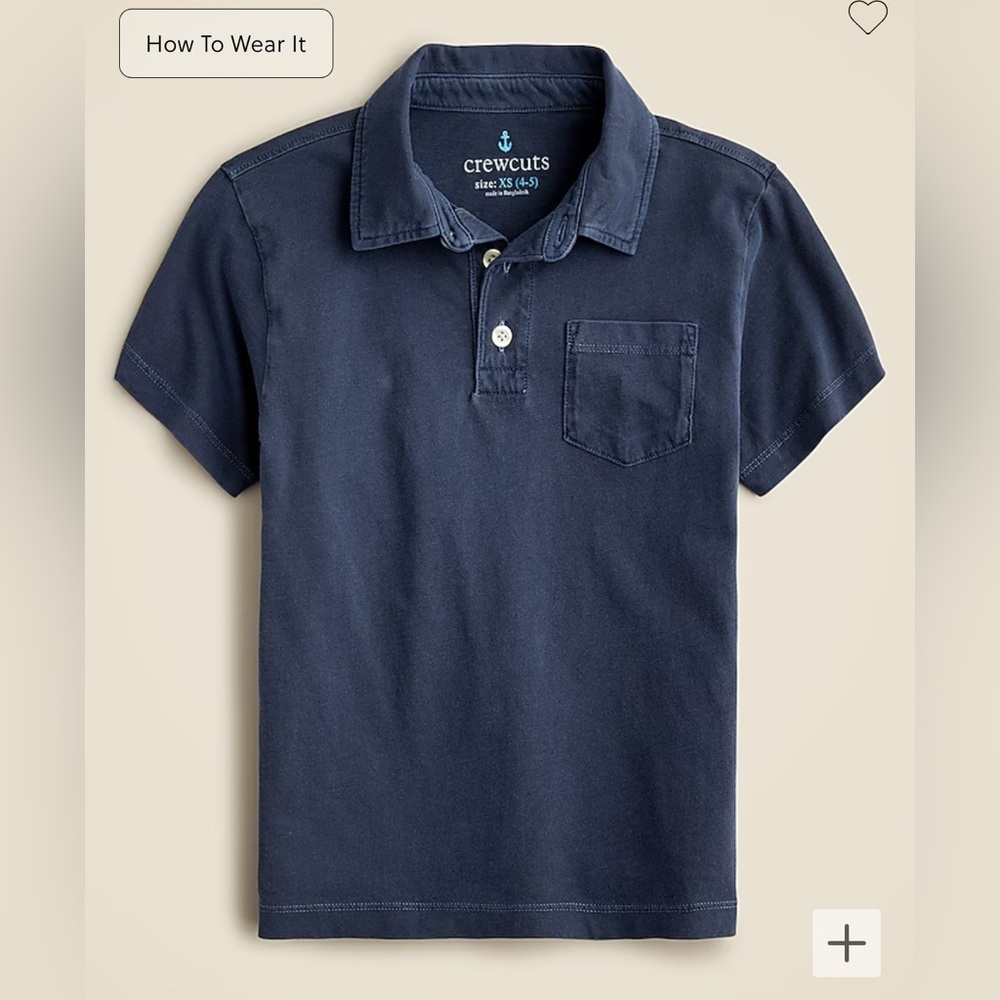 J.Crew NWT Kids' new short-sleeve garment-dyed polo shirt deep admiral